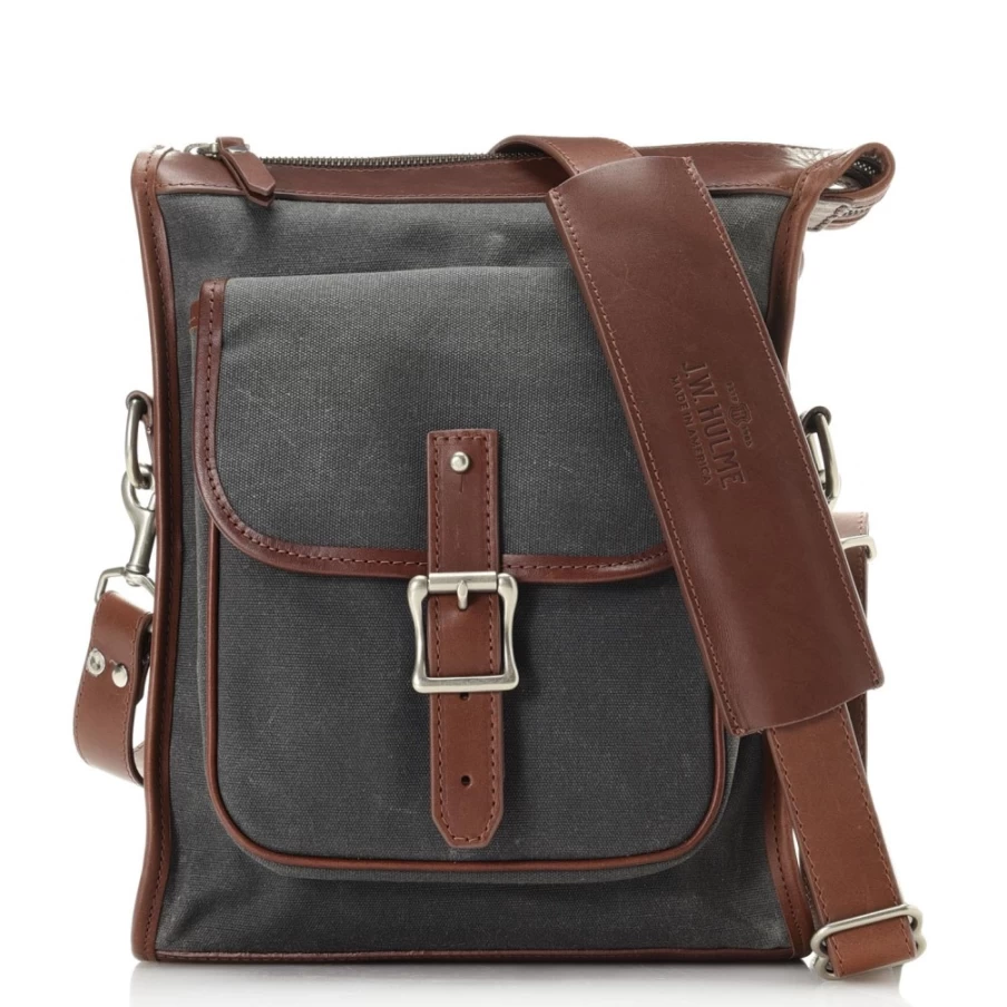 J. W. Hulme Co Charcoal Canvas Editor Correspondent Bag for Work & Travel