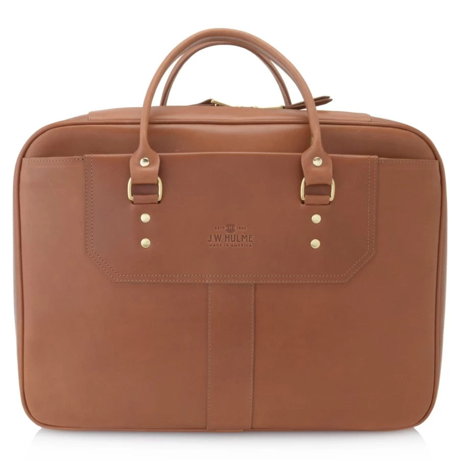 J. W. Hulme Co Fremont Avenue Premium Leather Overnight Briefcase for Business Travel
