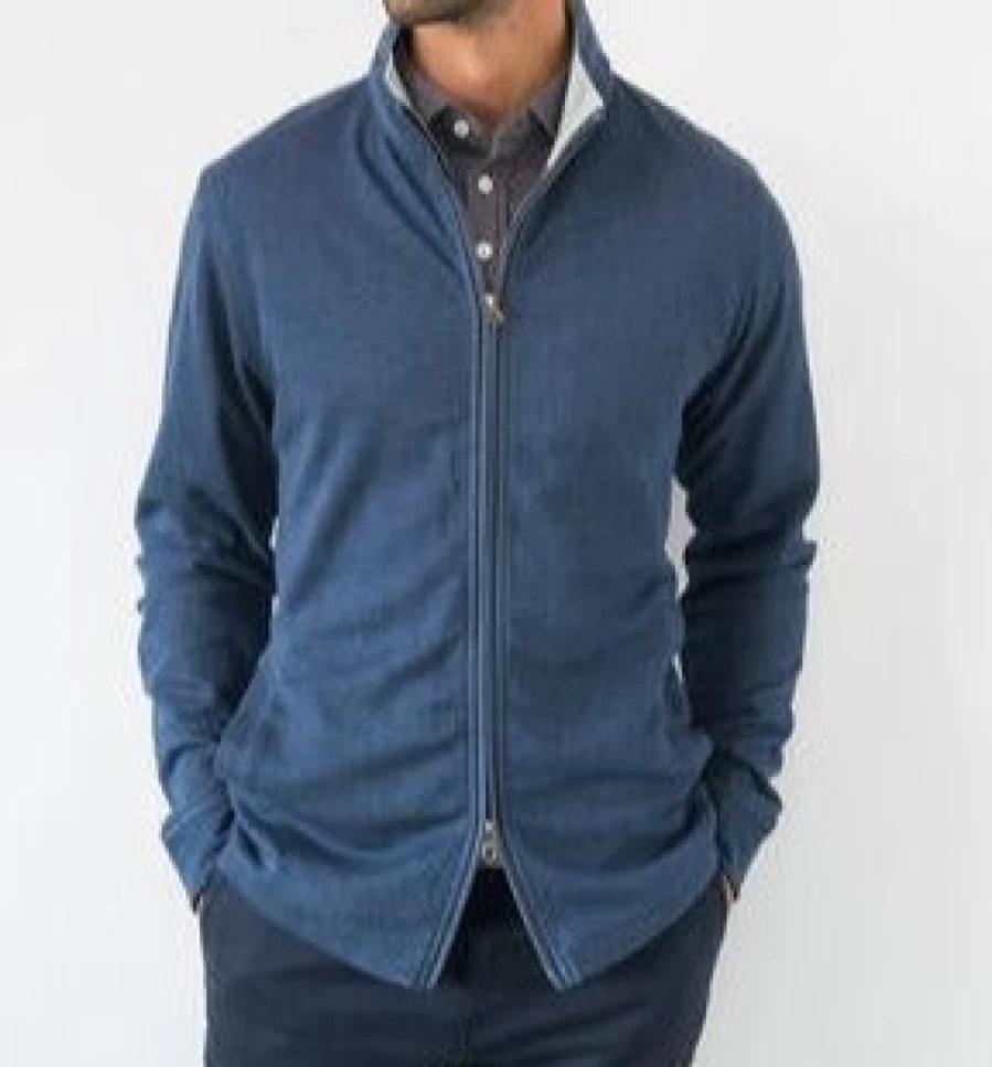 Men's Navy Heather Full Zip Jacket by J. W. Hulme Co – Lightweight & Stylish Outerwear